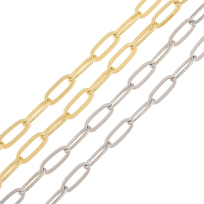 Brass Paperclip Chains, Soldered, with Spool, Long-Lasting Plated, Rack Plating, Lead Free & Cadmium Free