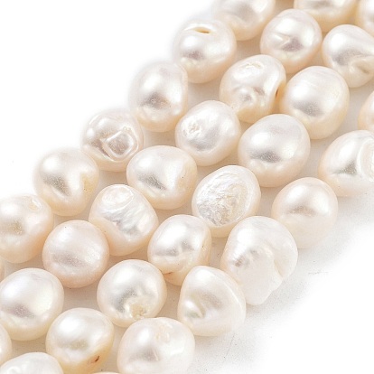 Natural Cultured Freshwater Pearl Beads Strands, Two Sides Polished