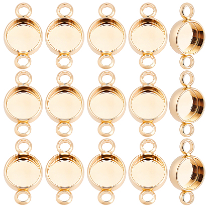 30шт. латунные соединители для кабошонов, чашки безель с краями, плоско-круглые, без никеля , Реальная платина