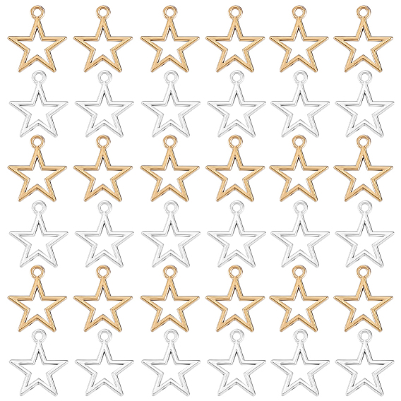 100Pcs 2 Colors Tibetan Style Alloy Pendants, Star