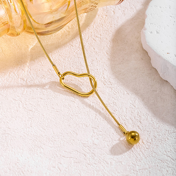 304 Круглые колье-лариаты из нержавеющей стали с шариковым застежкой для женщин