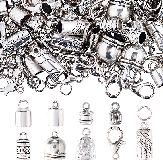 Наборы для самостоятельного изготовления ювелирных изделий, включая концы шнура из сплава и застежки-лобстеры, 304 кольца прыжок из нержавеющей стали