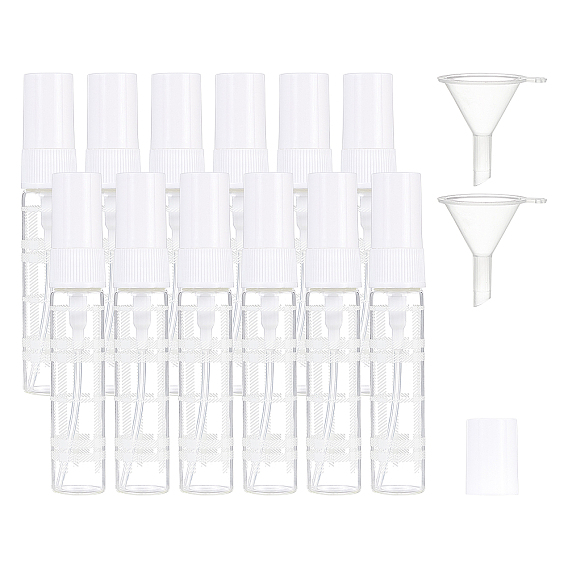 Empty Portable Glass Spray Bottles, with ABS Dust Cap, Refillable Bottle, Mini Transparent Plastic Funnel Hopper