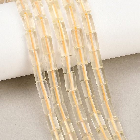 Нагретые нити из бусин натурального лимонного кварца, колонка, граненые