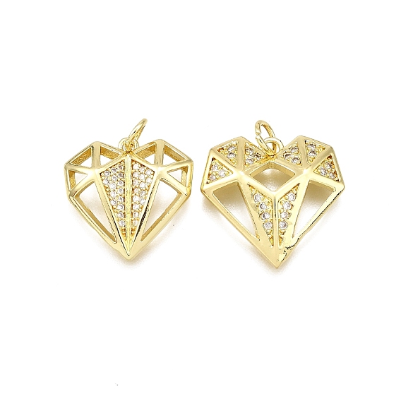 Латунные микро проложить кубического циркония подвески, сердце, долговечный, без свинца и без кадмия, стойки покрытие, с целью перехода в кольце