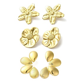 304 Stainless Steel Stud Earrings for Women, Golden