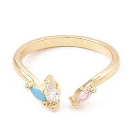 Кольцо-манжета с цветным кубическим цирконием и конским глазом, украшения из латуни для женщин, без свинца и без кадмия