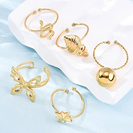 304 из нержавеющей стали Манжета кольца для женщин, реальный 18 k позолоченный