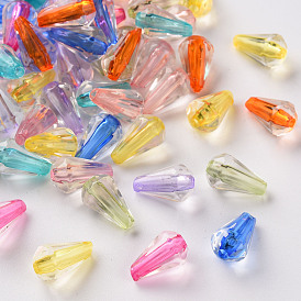 Transparent Acrylic Beads, Faceted, Teardrop