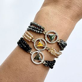 Minimalist Geometric Triangle Circle Crystal Beaded Bracelet Jewelry Accessory