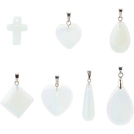 Opalite Pendants, with Brass Findings, Mixed Shapes