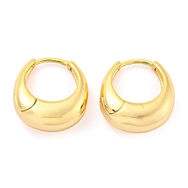 Oval Brass Huggie Hoop Earrings for Women