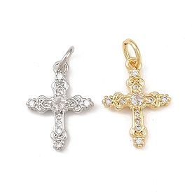 Латунные микро проложить кубического циркония подвески, крестик, без кадмия и без свинца, стойки покрытие, долговечный, с целью перехода в кольце