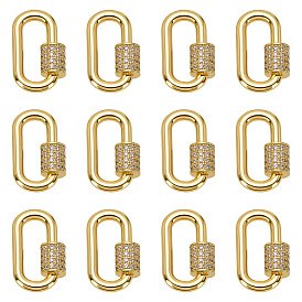 6шт. латунные микро-паве прозрачные кубические цирконии винтовые карабины-замки-брелки, овальные, для изготовления ожерелий, быстрые ссылки, долговечный
