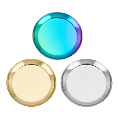 Stainless Steel Tray, Storage Tray, Cosmetics Jewelry Organizer, Flat Round