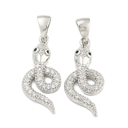 Латунные микропаве прозрачные подвески с фианитом, змея