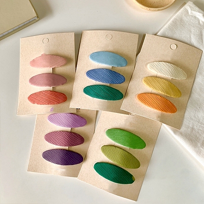 Заколки для волос с тканевой защелкой, овальные