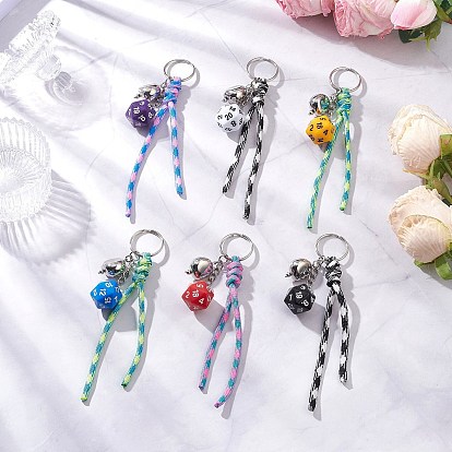 6шт 7 внутренние сердечники полиэстер и спандекс шнуры веревки брелки, игральная кость, с акрилом и пластиком ccb, разноцветные