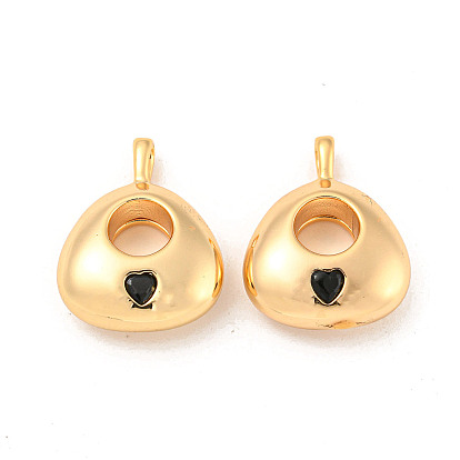 Brass Micro Pave Cubic Zirconia Pendants, Cadmium Free & Nickel Free & Lead Free, Triangle