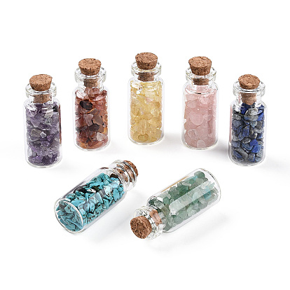 Стеклянные украшения для бутылок желаний, с крошкой из натуральных и синтетических драгоценных камней внутри и пробкой