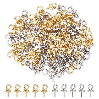 120 шт. 304 нержавеющая сталь чашка жемчужные штифты скобы булавки подвески, за половину пробурено бисера