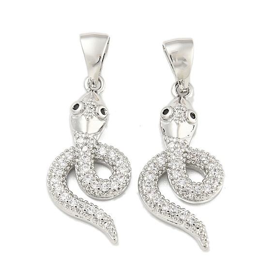 Латунные микропаве прозрачные подвески с фианитом, змея