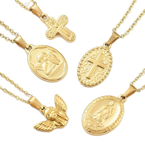 304 женские ожерелья с подвесками из нержавеющей стали, кабель ожерелья цепи, реальный 18 k позолоченный