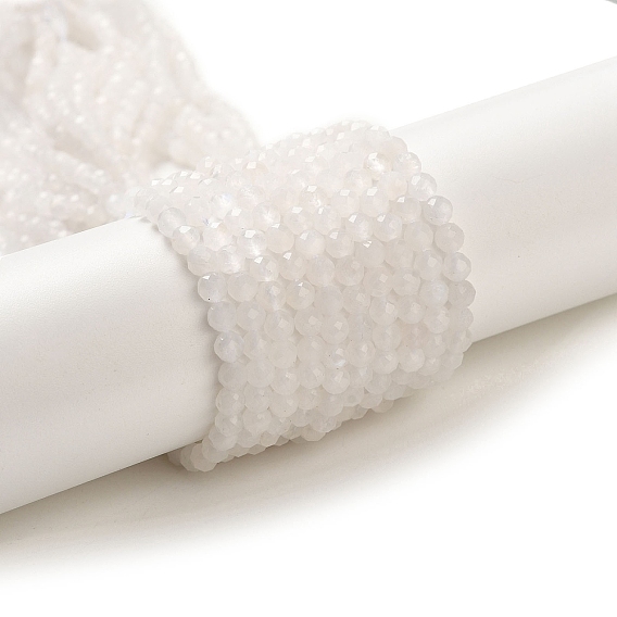 Бусины из натурального радужного лунного камня, граненые, круглые