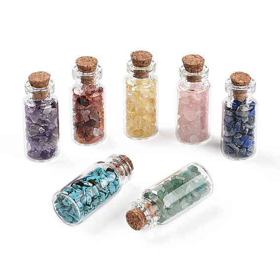 Стеклянные украшения для бутылок желаний, с крошкой из натуральных и синтетических драгоценных камней внутри и пробкой