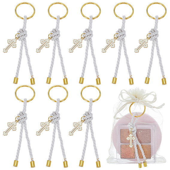 10шт. полиэфирный шнур подвеска украшение, с подвеской из эмалевого сплава с крестом и железными кольцами