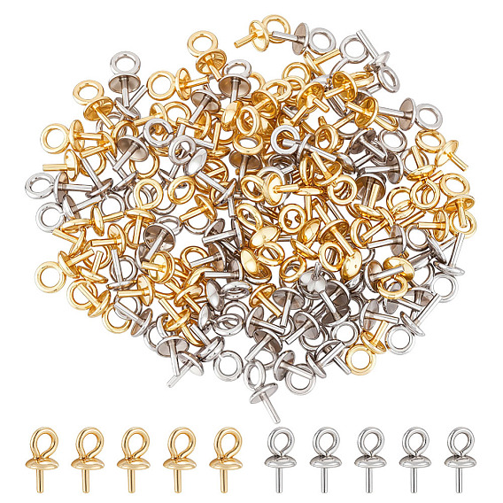 120 шт. 304 нержавеющая сталь чашка жемчужные штифты скобы булавки подвески, за половину пробурено бисера