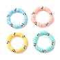 4Pcs 4 Color Handmade Polymer Clay Heishi Beads Finger Ring for Women