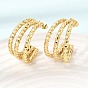 201 Stainless Steel Stud Earrings, Half Hoop Earrings, with 304 Stainless Steel Pin, PVD Vacuum Plating