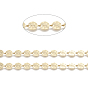 Brass Handmade Beaded Chains,  Link Chain, Long-Lasting Plated, Soldered, with Spool, Flat Round with Flower