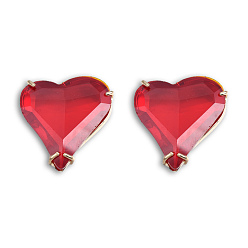 Transparent K9 Glass Pendants, with Light Gold Plated Brass Findings, Cadmium Free & Lead Free, Faceted, Heart