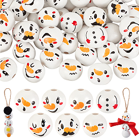 Рождественские печатные деревянные европейские бусы, круглые