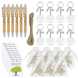 50шт 201 брелки из нержавеющей стали, с железными кольцами и подарочными пакетами из органзы, джутовой бечевкой и бумажной карточкой, древо жизни