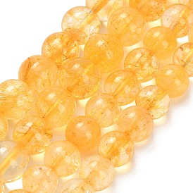 Природный желтый кварц нитей бисера, круглые, окрашенные