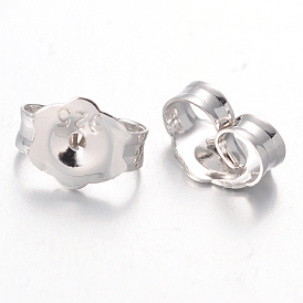 Sterling Silver Ear Nuts, 5x6x3mm, Hole: 0.5mm