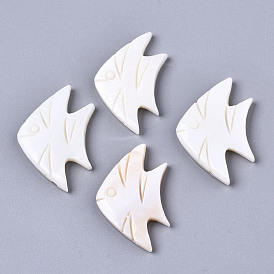 Natural Freshwater Shell Beads, Half Drilled, Fish