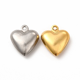 304 Stainless Steel Pendants, Heart Charm