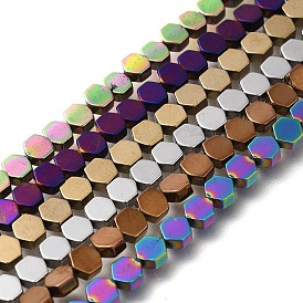 Electroplated Synthetic Non-magnetic Hematite Beads Strands, Hexagon