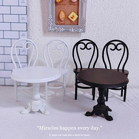 Miniature Alloy Table & Chair Set, Micro Landscape Home Dollhouse Accessories, Pretending Prop Decorations