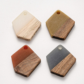 Resin & Wood Pendants, Waxed, Polygon