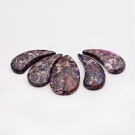 Assembled Gold Line and Imperial Jasper Beads Strands, Top Drilled Beads, Dyed, Teardrop