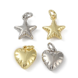 Brass Pendant with Jump Ring, Heart/Star Charm