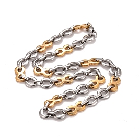 Chapado al vacío 304 collar de cadenas de eslabones infinitos de acero inoxidable, joyas de hip hop para hombres y mujeres
