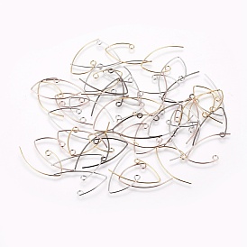 Brass Earring Hooks, Ear Wire, with Horizontal Loop