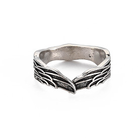 Wing Shape Open Cuff Ring, Tibetan Style Alloy Jewelry for Women, Cadmium Free & Lead Free