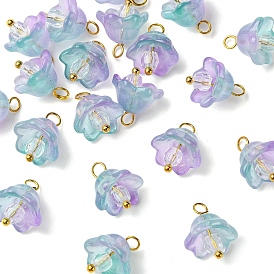 20 Stück Blumenanhänger aus Glas und Acryl, mit Messing-Zubehör, golden